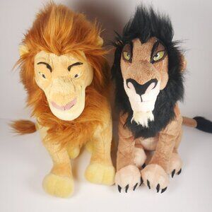 Lion King Plush Set Scar Mufasa Simba 14" Disney Sitting Cat